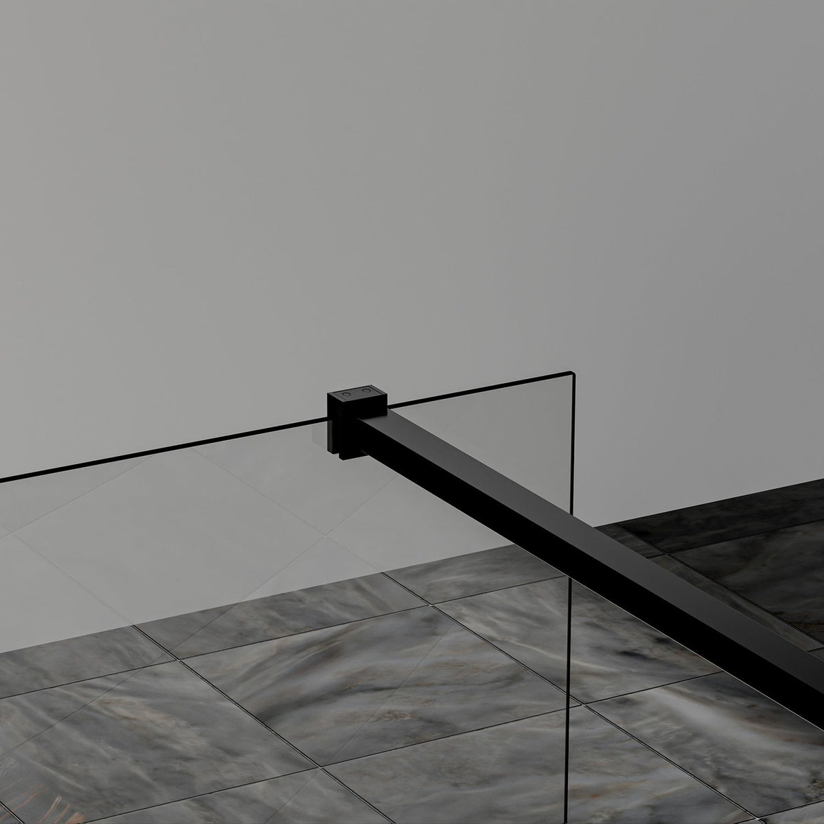 Paroi de douche en verre ondulé 8mm avec profilé et barre 90cm en aluminium noir mat