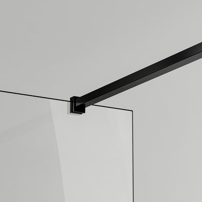 Paroi de douche en verre securit avec profilé et barre 90cm en aluminium noir mat