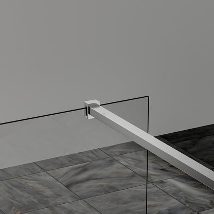 Paroi de douche fixe avec retour pivotant – Barre de fixation 90 cm – Accessoires en aluminium chromé
