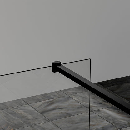 Paroi de douche à sérigraphie moderne avec barre de fixation 90 cm en alu noir