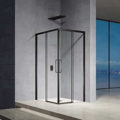 Cabine de douche d'angle avec portes coulissantes en verre 6 mm anticalcaire Hauteur 185 cm