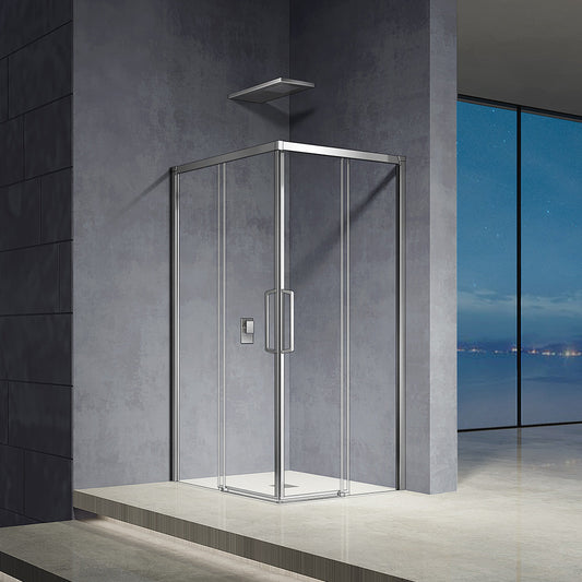 Cabine de douche d'angle avec portes coulissantes en verre 6 mm anticalcaire Hauteur 185 cm - vue 2
