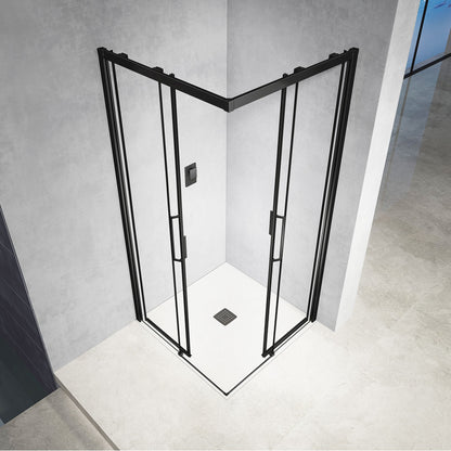 Cabine de douche d'angle avec portes coulissantes en verre 6 mm anticalcaire Hauteur 185 cm