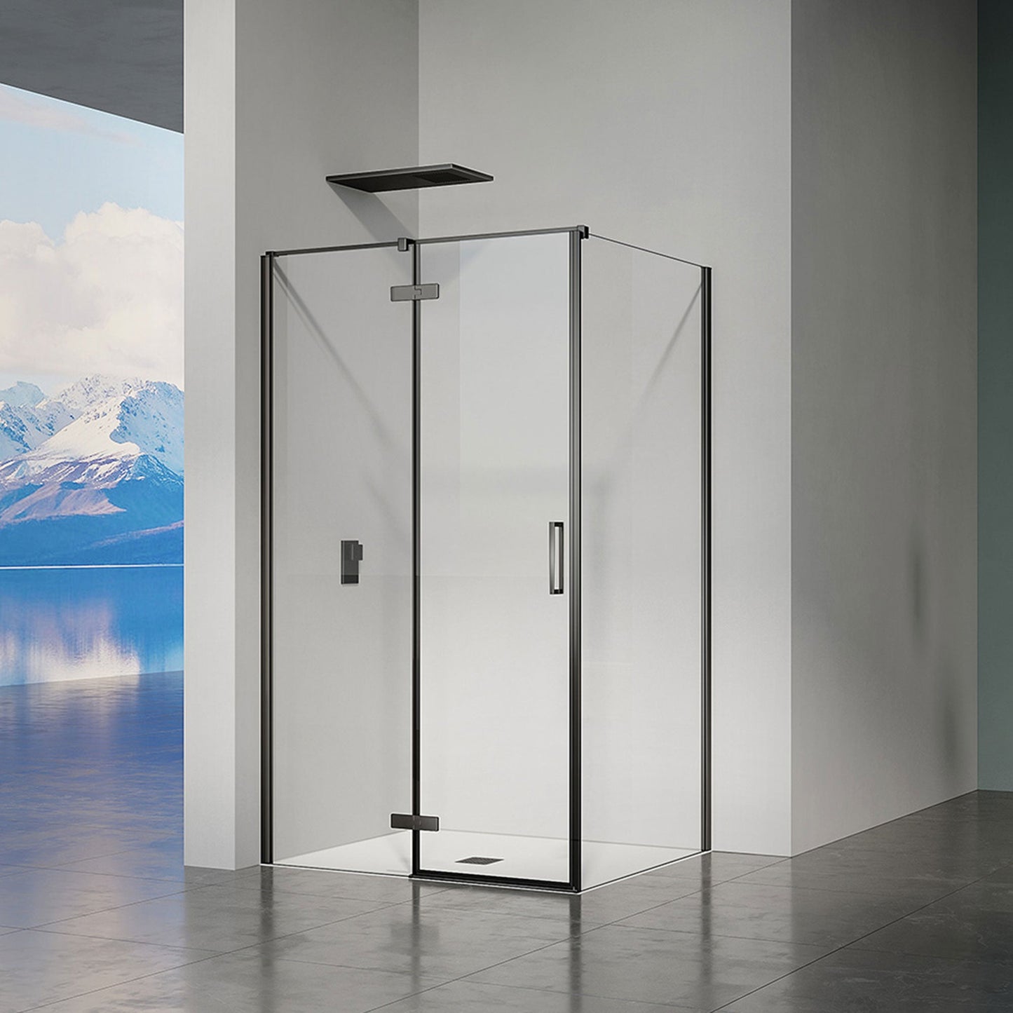 Cabine de douche en verre securit transparent anticalcaire 8 mm avec porte pivotante et paroi latérale fixe