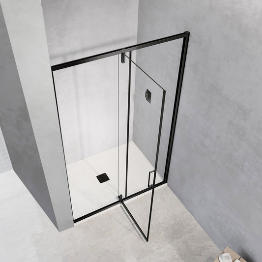 Porte de douche pivotante encadrée avec un profilé en alu avec élément fixe - vue 2