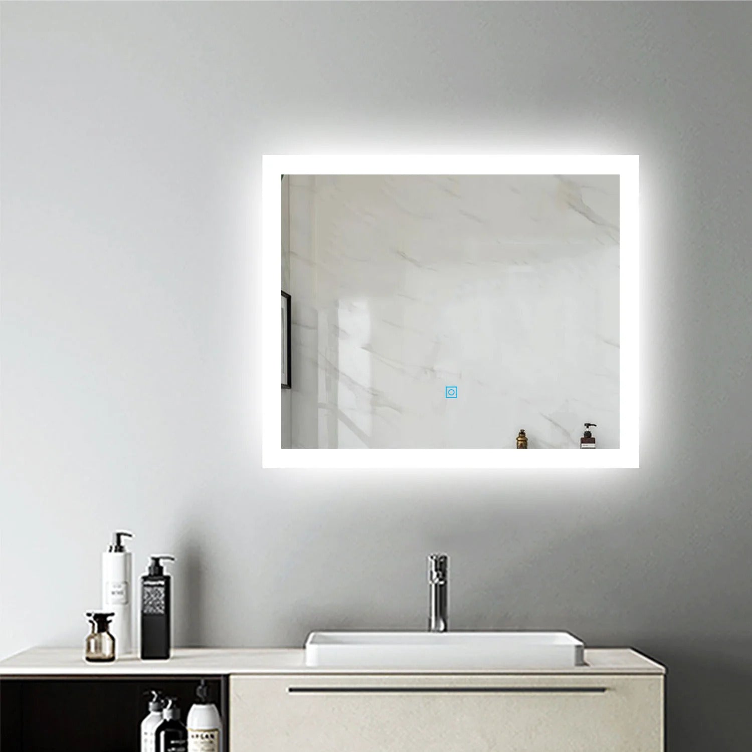 Miroir LED avec bouton tactile pose réversible