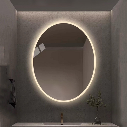 Miroir Oval avec éclairage LED pour salle de bain lumière réglable
