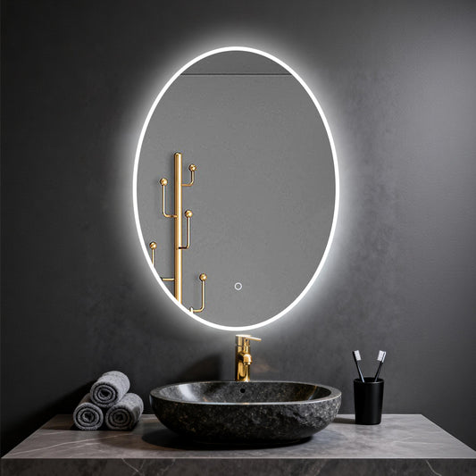 Miroir Oval avec éclairage LED pour salle de bain lumière réglable