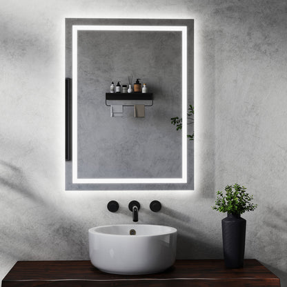 Miroir salle de bain avec éclairage LED et zone antibuée - pose verticale ou horizontale