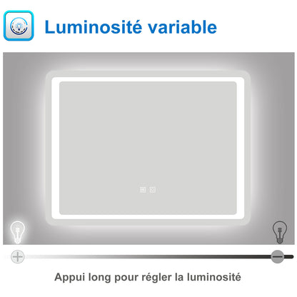 Miroir Salle de bain antibuée avec luminosité régable