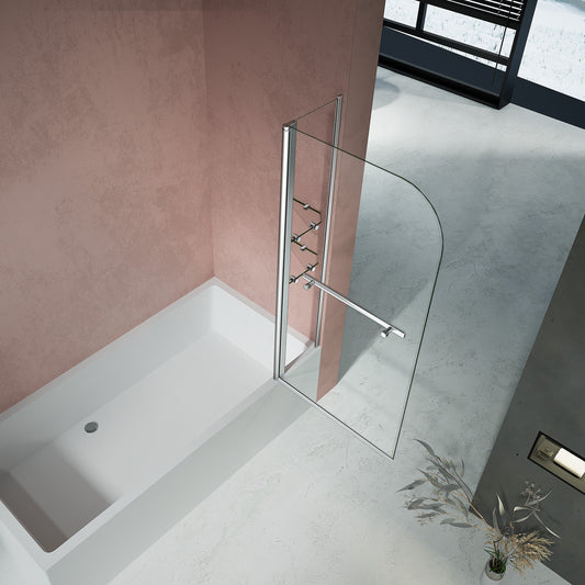 Pare-baignoire à 2 volets en verre 6mm avec porte-serviette - 100x140 ou 120x140 - vue 2