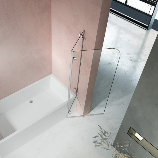 Pare-baignoire pivotant-pliant à 2 volets en verre trempé 5 mm transparent anticalcaire - vue 2