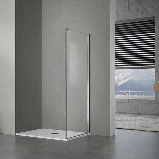 Paroi de douche fixe transparente en verre securit 6mm hauteur 185 ou 195 cm