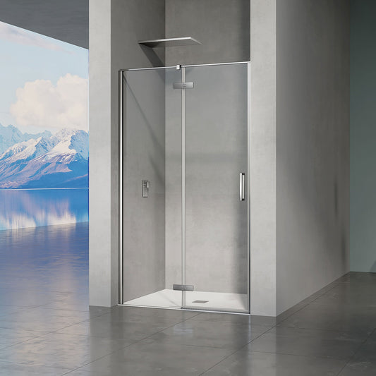 Porte de douche pivotante à charnières en verre securit 8 mm avec partie fixe - vue 2