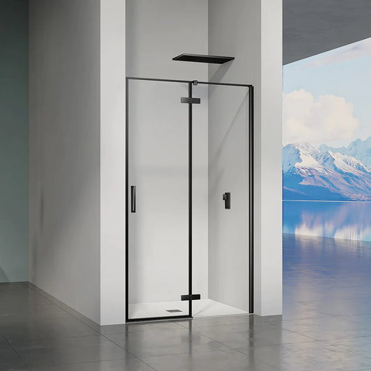 Porte de douche pivotante à charnières en verre avec porte à gauche - vue 2