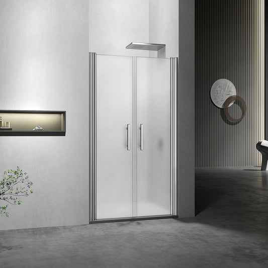 Porte de douche battante verre dépoli ou transparent 6mm de hauteur 187 cm - vue 2