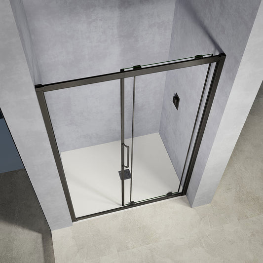 Porte de douche en aluminium et verre 6 mm transparent ouverture coulissante hauteur 185 cm - vue 2