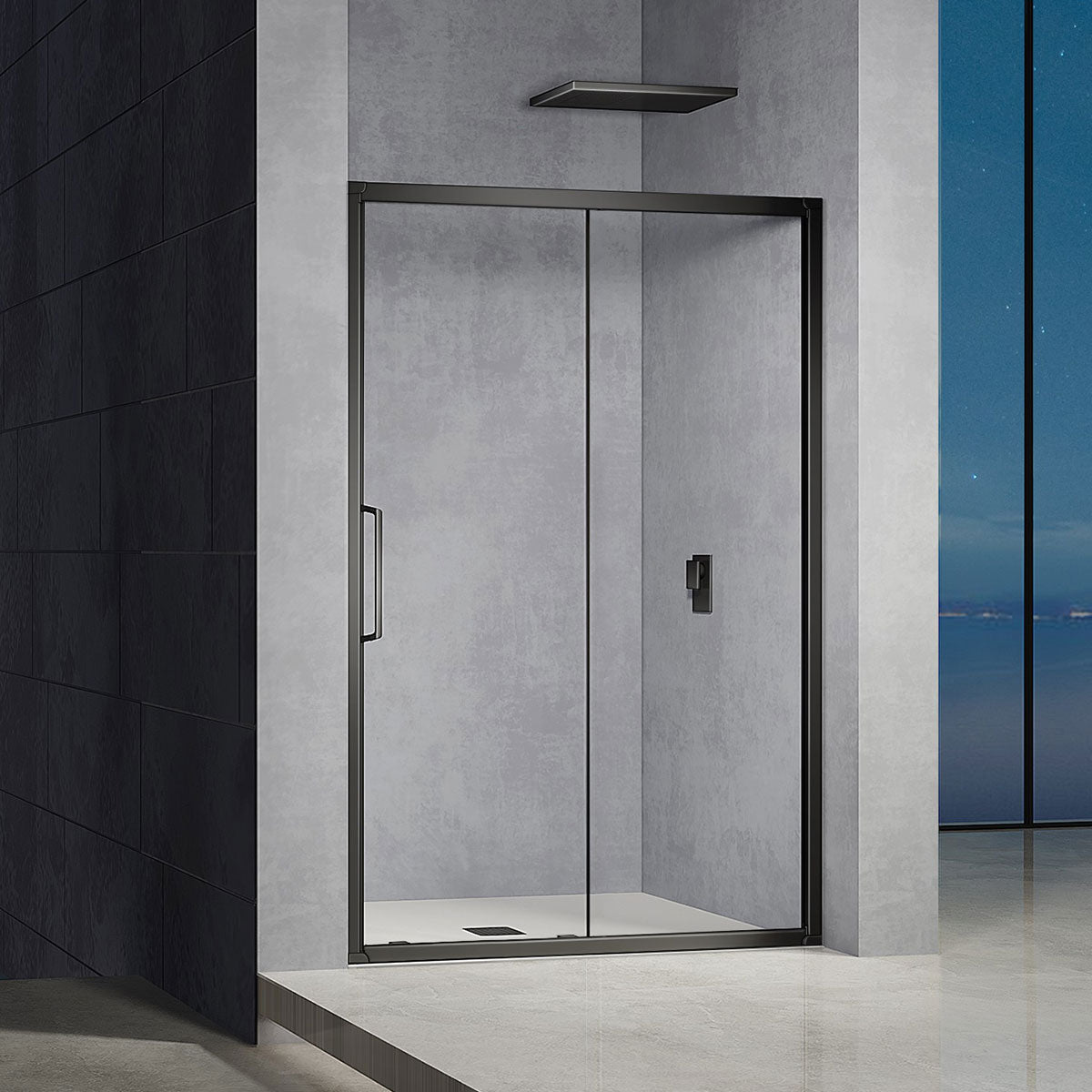 Porte de douche en aluminium et verre 6 mm transparent ouverture coulissante hauteur 185 cm