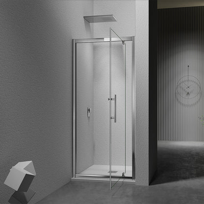 Porte de douche pivotante en verre 6mm avec accessoires en inox hauteur 185 cm