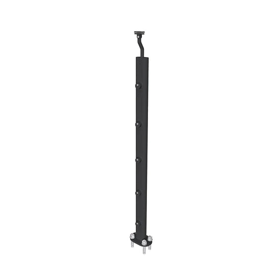 Poteau seul pour garde-corps ou rampe d'escalier à 5 barreaux en aluminium - vue 2