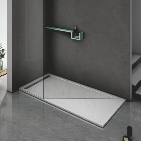 Receveur de douche antidérapant à surface ardoisée antibactérienne en Gris, noir ou blanc - vue 2