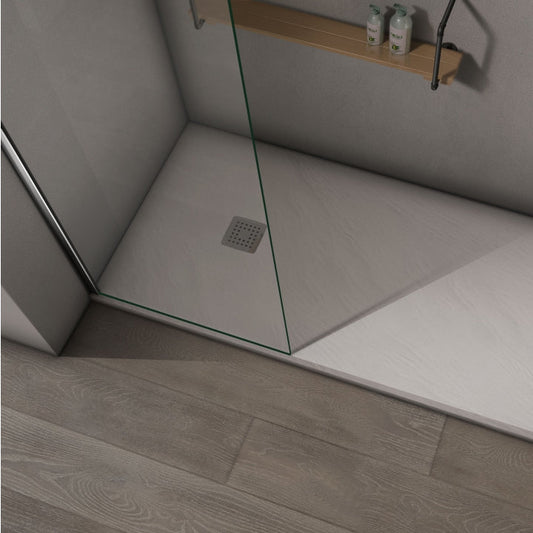 Receveur de douche extra-plat antidérapant recoupable en résine noir blanc ou gris avec bonde - vue 2