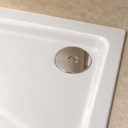 Receveur de douche extra-plat blanc en résine minérale et gel coat – vue de détail