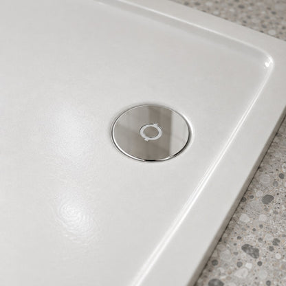 Receveur de douche extra-plat blanc en résine minérale et gel coat – vue de détail