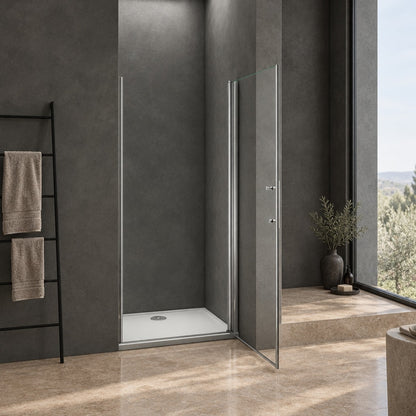 Porte de douche pivotante pour niche – en situation dans une salle de bain