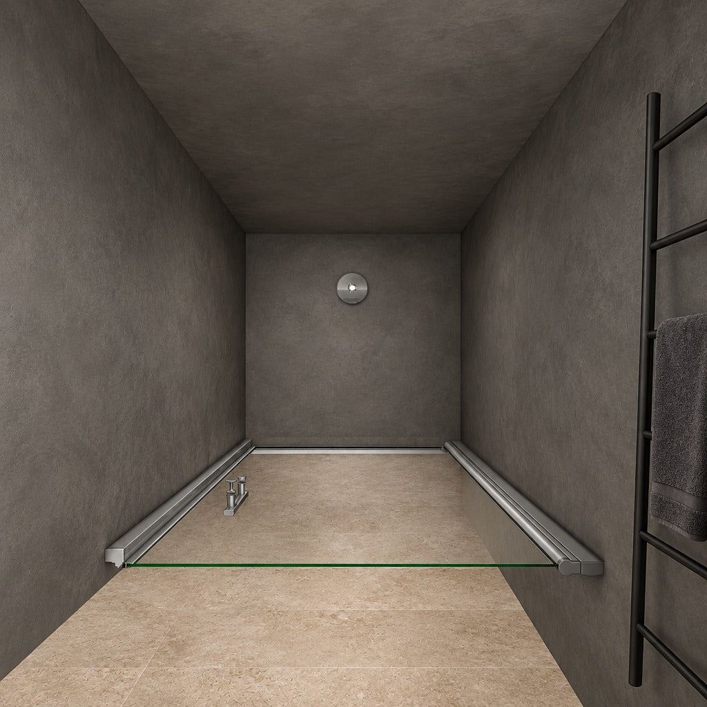 Porte de douche pivotante pour niche – en situation dans une salle de bain