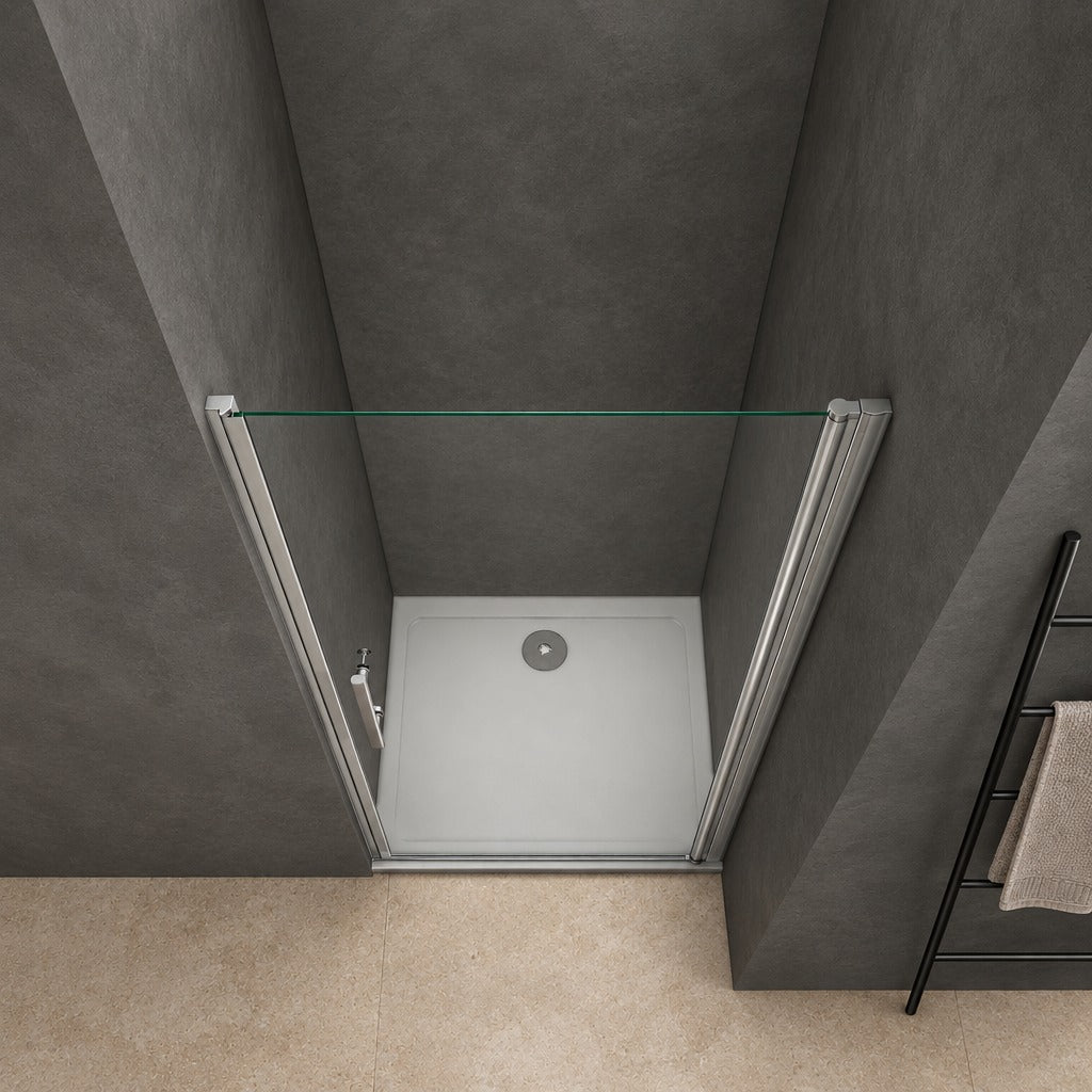 Porte de douche pivotante pour niche – en situation dans une salle de bain
