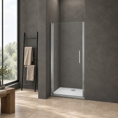 Porte de douche pivotante pour niche – en situation dans une salle de bain