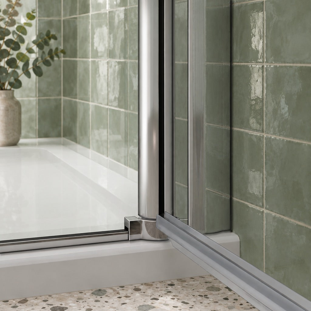 Porte de douche pivotante pour niche – en situation dans une salle de bain