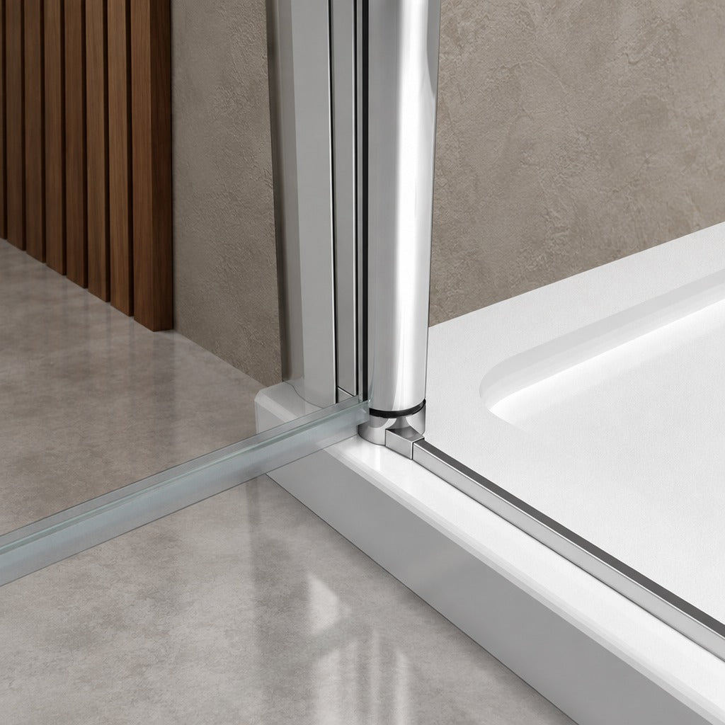 Cabine de douche à 2 portes pivotantes accès d'angle – en situation dans une salle de bain