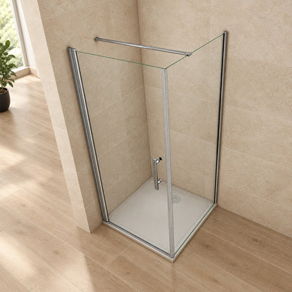 Cabine de douche pivotante accès d'angle – en situation dans une salle de bain