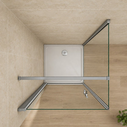 Cabine de douche pivotante accès d'angle – en situation dans une salle de bain