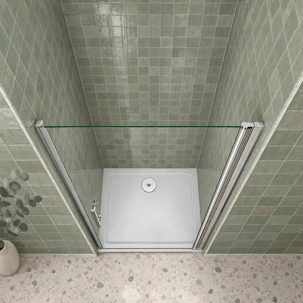 Porte de douche pivotante pour niche – en situation dans une salle de bain