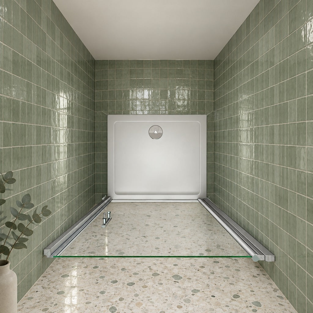 Porte de douche pivotante pour niche – en situation dans une salle de bain