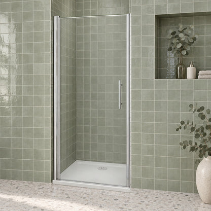 Porte de douche pivotante pour niche – en situation dans une salle de bain