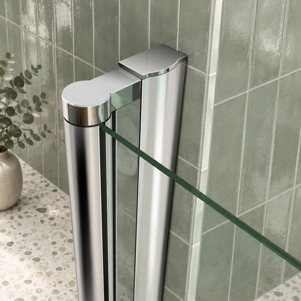 Porte de douche pivotante pour niche – en situation dans une salle de bain