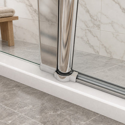 Porte de douche pivotante avec élément fixe – en situation dans une salle de bain