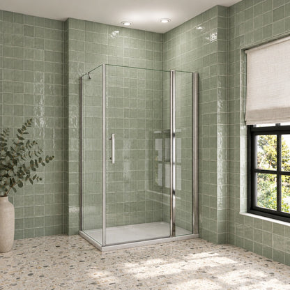 Cabine de douche pivotante accès d'angle – en situation dans une salle de bain