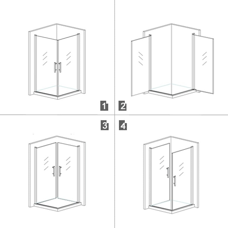 Cabine de douche à 2 portes pivotantes accès d'angle – schéma et dimensions