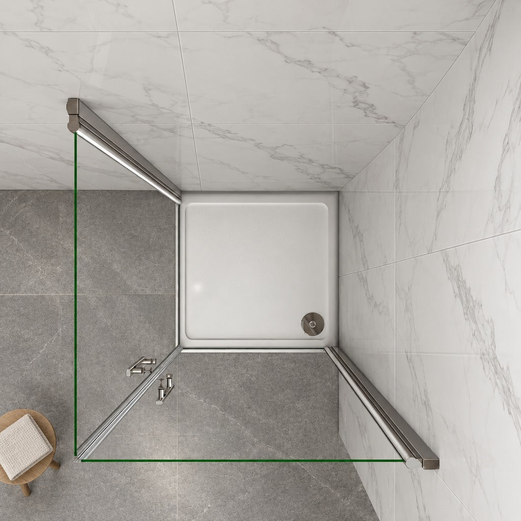 Cabine de douche à 2 portes pivotantes accès d'angle – en situation dans une salle de bain