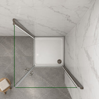 Cabine de douche à 2 portes pivotantes accès d'angle – en situation dans une salle de bain