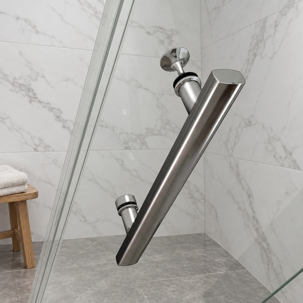 Cabine de douche à 2 portes pivotantes accès d'angle – en situation dans une salle de bain