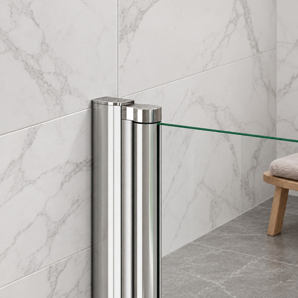 Cabine de douche à 2 portes pivotantes accès d'angle – en situation dans une salle de bain