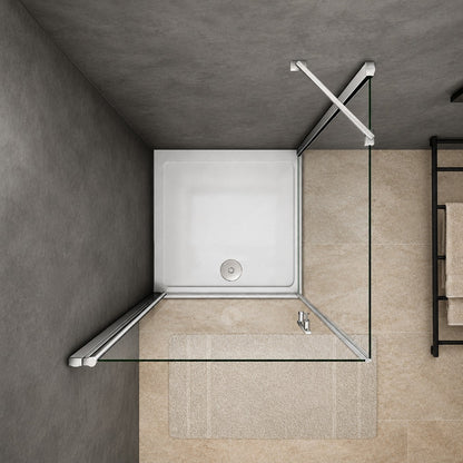 Cabine de douche pivotante accès d'angle – en situation dans une salle de bain