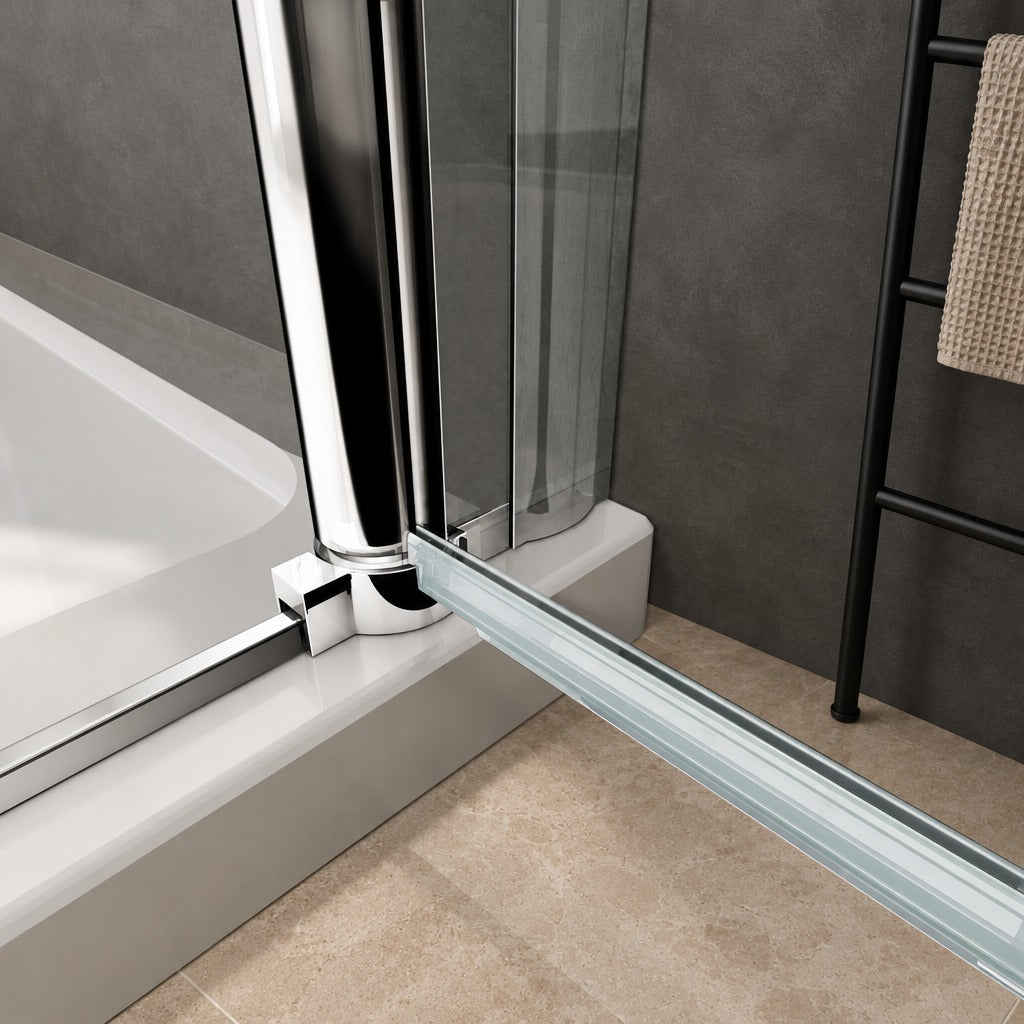 Cabine de douche pivotante accès d'angle – en situation dans une salle de bain