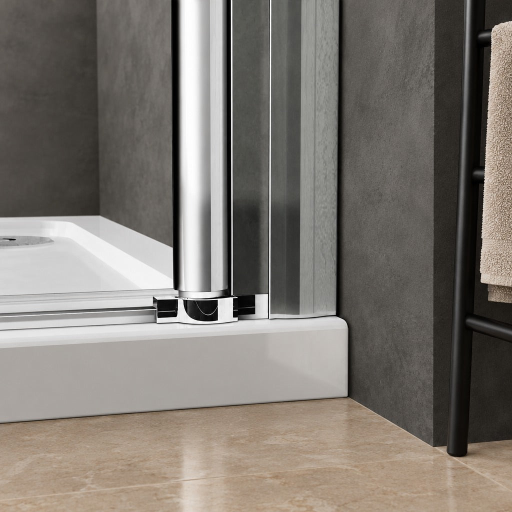 Cabine de douche pivotante accès d'angle – en situation dans une salle de bain